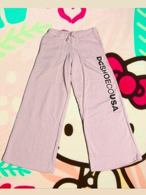 DC Pink Wide-Leg Joggers with Side Logo
